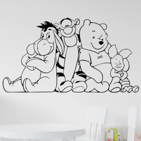 Veselá Stena Samolepka Macko Pú a kamaráti Farba: černá, Veľkosť: 80 x 44 cm