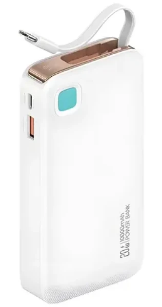 USAMS US-CD224 biela / Power Bank / 10000 mAh / Výsuvný kábel USB-C / PD 20W (10KCD22402)