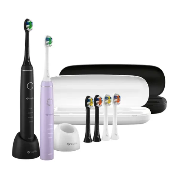 TrueLife SonicBrush Compact Duo čierna/fialová / sonická zubná kefka / 3 hlavice /70.000 kmitov / 4 režimy (8596687101106)
