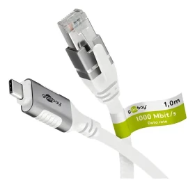 Goobay LAN adaptér USB-C - RJ-45 biely 3 m / LAN adaptér / Cat.6 / 1 Gbit/s (74177)