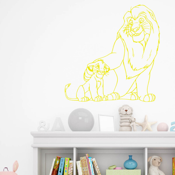 Veselá Stena Samolepka Mufasa a Simba Leví kráľ Farba: žlutá, Veľkosť: 60 x 61 cm