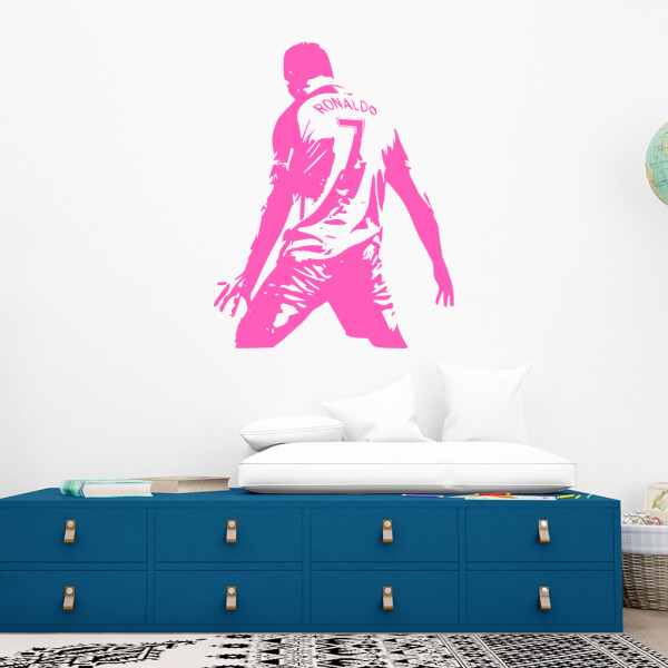 Veselá Stena Samolepka Futbalista Ronaldo Farba: růžová, Veľkosť: 40 x 51 cm
