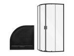 BESCO - Set kút ZARYA BLACK + vanička AXIM STONE EFFECT - FARBA rámu - Čierna, Rozmer A - 90 cm, Rozmer B - 90 cm, Výplň - Číre bezpečnostné sklo - 5 mm BCZBAXS90190