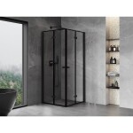 MEXEN/S - Mist-F Duo sprchovací kút skladacie dvere 75 x 75, čierna okraj, čierna 8A6-075L-075P-70-70