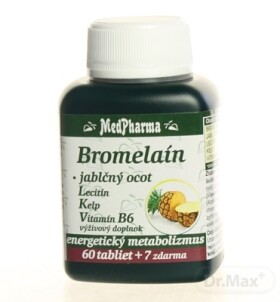MEDPHARMA Bromelain 300 mg + jablčný ocot + lecitin 60 + 7 tabliet ZADARMO