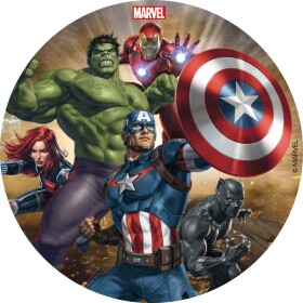 Jedlý obrázok na tortu 16 cm Avengers - Dekora - Dekora