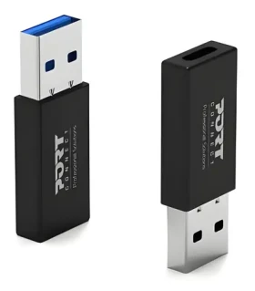 Port 900154 čierna / Adaptér / USB-A (M) na USB-C (F) / 2 ks (900154)