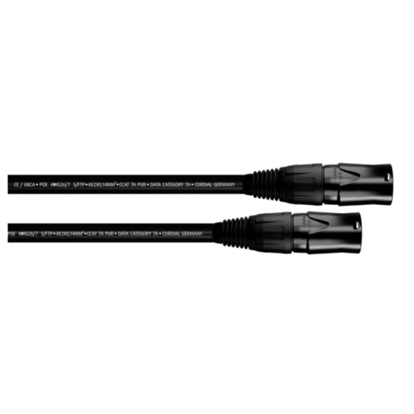 Cordial 15587 RJ45 sieťové káble, prepojovacie káble CAT 7a S/FTP 0.50 m čierna krytie PUR 1 ks; 15587