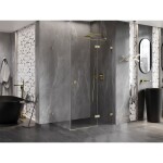 MEXEN/S - Lunar T sprchovací kút dvere krídlové pravá 100 x 80, transparent, zlato kartáčovaná 834T-100-080-55-00-P