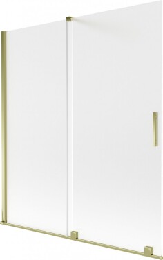 MEXEN/S - Velar dvojkrídlová posuvná vaňová zástena 150 x 150, dekor, zlatá 896-150-000-31-50