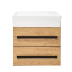 Kúpeľňová skrinka s umývadlom a čiernou úchytkou SAT Cube Way 60x53x46 cm dub Hickory mat CUBE46C602DHSATCW CUBE46C602DHSATCW