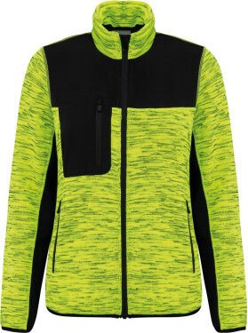 WK WK 9109 Dámska pracovná pletená fleecová bunda 20.9109 fluorescenčná žltá melírovaná/čierna fluorescent yellow melange/black S