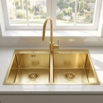REA - Oceľový drez Joel BRUSH GOLD bez kuchynskej batérie ZLE-06411
