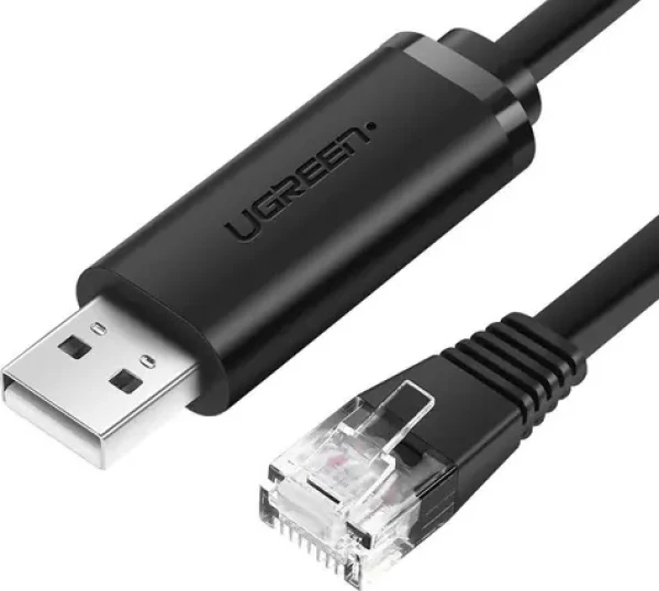 Ugreen CM204 konzolový kábel USB - Ethernet RJ45 čierna / 1.5 m (UGR597BLK)
