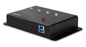Lindy USB 3.0 húb 4 porty kov čierna / USB hub / LED indikácia / kovové telo / kábel 0,8 m (43374)