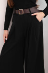 Dámske široké nohavice s opaskom čierne UNI
