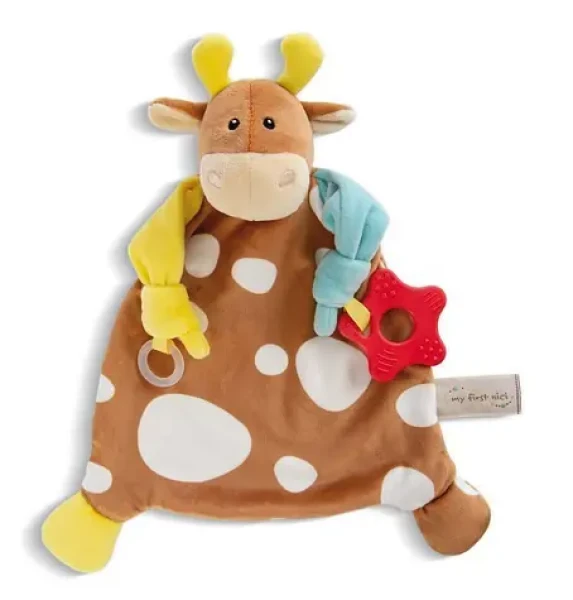 Nici MFN muchláčik Kravička s hryzátkom a úchytkou na cumlík 25x25cm