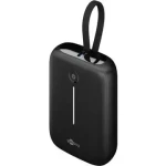 Goobay powerbanka 10000 mAh čierna / Powerbanka / integrovaný USB-C kábel 13 cm / 20 W PD/QC / 1x USB-A, 2x USB-C (76251)