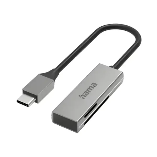 HAMA čítačka kariet USB-C SD microSD strieborná / Čítačka kariet / USB 3.2 Gen 1 / 5 Gbit / s / hliník (00200131)