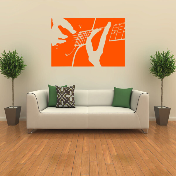 Veselá Stena Samolepka Hra na gitaru Farba: oranžová, Veľkosť: 80 x 53 cm