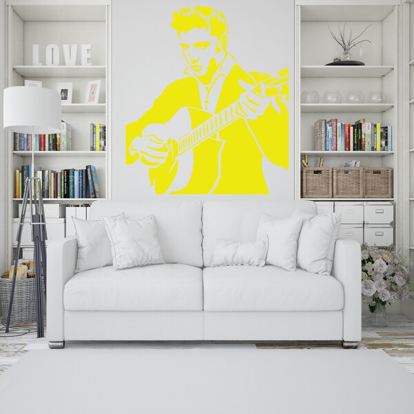 Veselá Stena Samolepka Elvis Presley Farba: žltá, Veľkosť: 60 x 56 cm