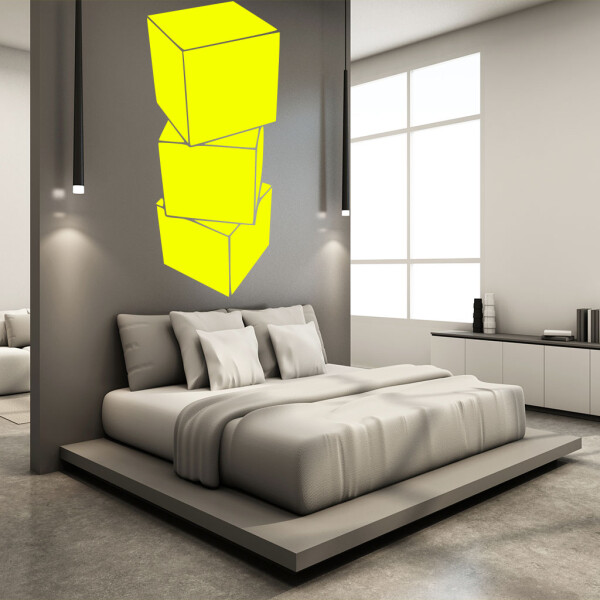 Veselá Stena Samolepka Kocky 3D Farba: žlutá, Veľkosť: 80 x 36 cm