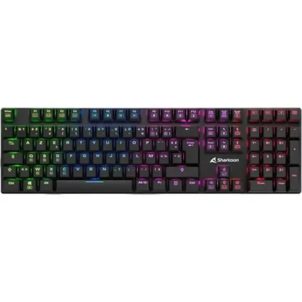 Sharkoon PureWriter RGB čierna / nízkoprofilová herná klávesnica / mechanická / drôtová / RGB / Kailh LP rofile Blue / FR (4044951027903)