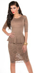 Sexy KouCla shift dress with peplum lace salmon