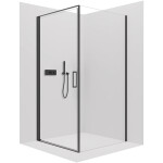 CERANO - Sprchovací kút Porte L/P - 8 mm - čierna matná, transparentné sklo - 80x90x195 - otočný CER-413552