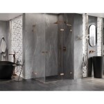 MEXEN/S - Lunar L Duo sprchovací kút dvere krídlové pravá 100 x 70, transparent, meď kartáčovaná 834L-100P-070L-65-00