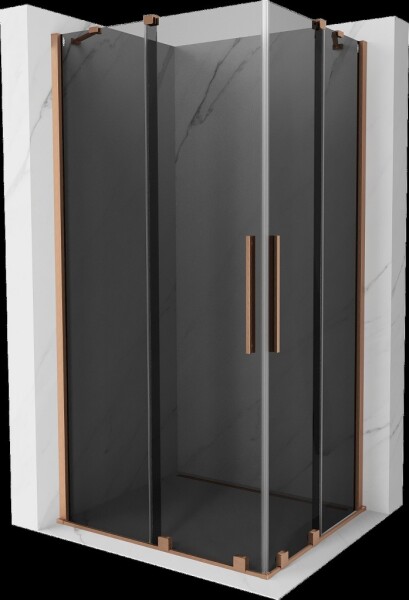 MEXEN/S - Velar Duo sprchovací kút, posuvné dvere 100 x 90, grafit, meď kartáčovaná 871-100-090-42-65