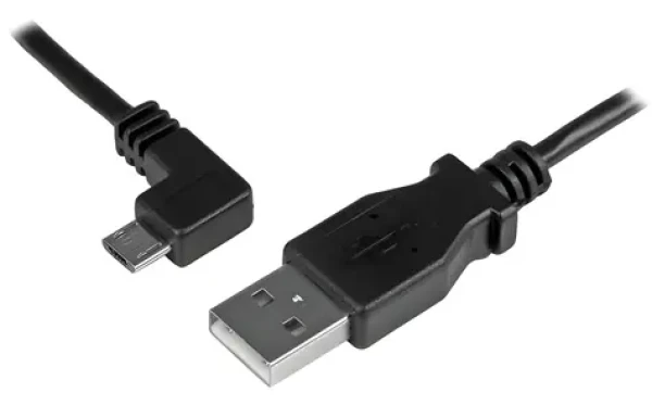 StarTech USB-A - Micro-USB B černá / Nabíjecí a datový kabel / Úhlový konektor / 0,5 m / 480 Mbps (USBAUB50CMLA)