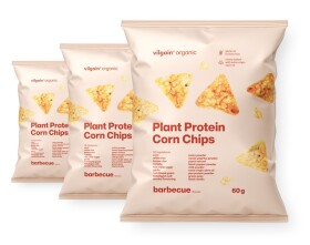 Vilgain Kukuričné proteínové chipsy BIO – 3× BBQ 60 g