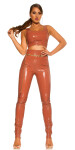 Sexy KouCla Latex Look Crop Top oldpink L