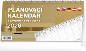 NOTIQUE Stolový kalendár Plánovacie s európskymi sviatkami 2026, 25 x 12,5 cm (PGS-35307)