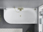 MEXEN/S - Mia voľne stojaca rohová vaňa pravá 170 x 80, biela, sifón a prepad kartáčované zlato 52691708000P-55