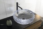 SAPHO - GAVIOTA gravírované sklenené umývadlo na dosku primer 42cm, čierna TY306