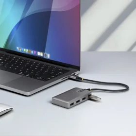StarTech USB-C Hub 4 porty sivá / USB rozbočovač / 4× USB-A / 1× USB 2.0 / 5 Gbps (5G4AC-USB-C-HUB)