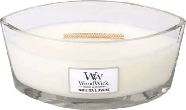 Woodwick White Tea amp; Jasmine Elipsa 453,6 g - sviečka loď / doba horenia: až 40 h (5038581056975)
