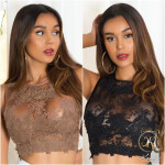 Sexy Koucla Croptop mit Stickerei, transparentný XS