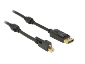 DeLock Kábel mini Displayport 1.2 samec so skrutkami Displayport samec 1 m čierna / 4K (83721-D)