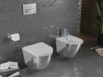 MEXEN - Lena Závesná WC misa vrátane sedátka s slow-slim, duroplast, biela/strieborná 30224004