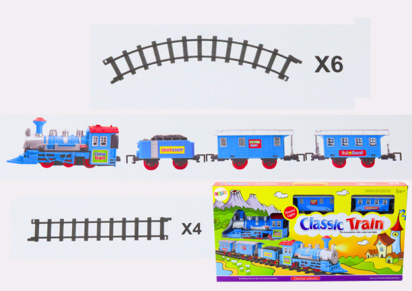 Mamido Vláčik na batérie s 3 vagónmi a koľajnicami s efektmi