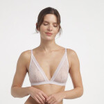 Dámska čipkovaná podprsenka s kosticami DIM ROMANCE TRIANGLE WIREFREE BRA - DIM - ružová L