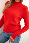 Dámsky mäkký pletený sveter s polodrážkou červenej farby UNI