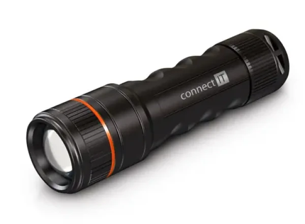 Connect IT GLEAM 500 čierna / LED ručné svietidlo / 5W / 500 lm / 4X AAA / dosah 130 m / IP44 (CLI-9110-BK)