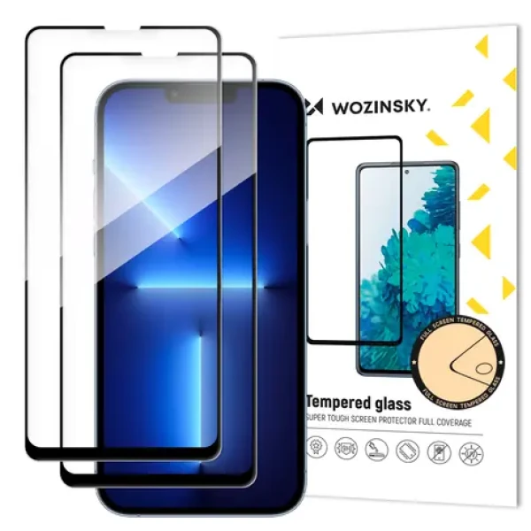 Wozinsky Full Glue 2v1 sada čierna / Ochranné sklo / Apple iPhone 14 PLUS, 13 Pro Max / Case Friendly