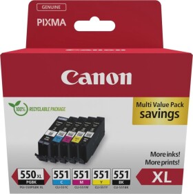Canon Canon PGI-550XL PGBK/CLI-551 (6431B009) Ink Cartridge Multipack, PGBK/C/M/Y/BK
