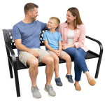 Mamido Záhradná kovová lavica s operadlom čierna