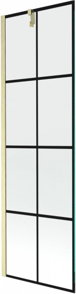 MEXEN/S - Next vaňová zástena FIX 60 x 150, čierna vzor, zlatá kartáčovaná 895-060-000-00-77-55